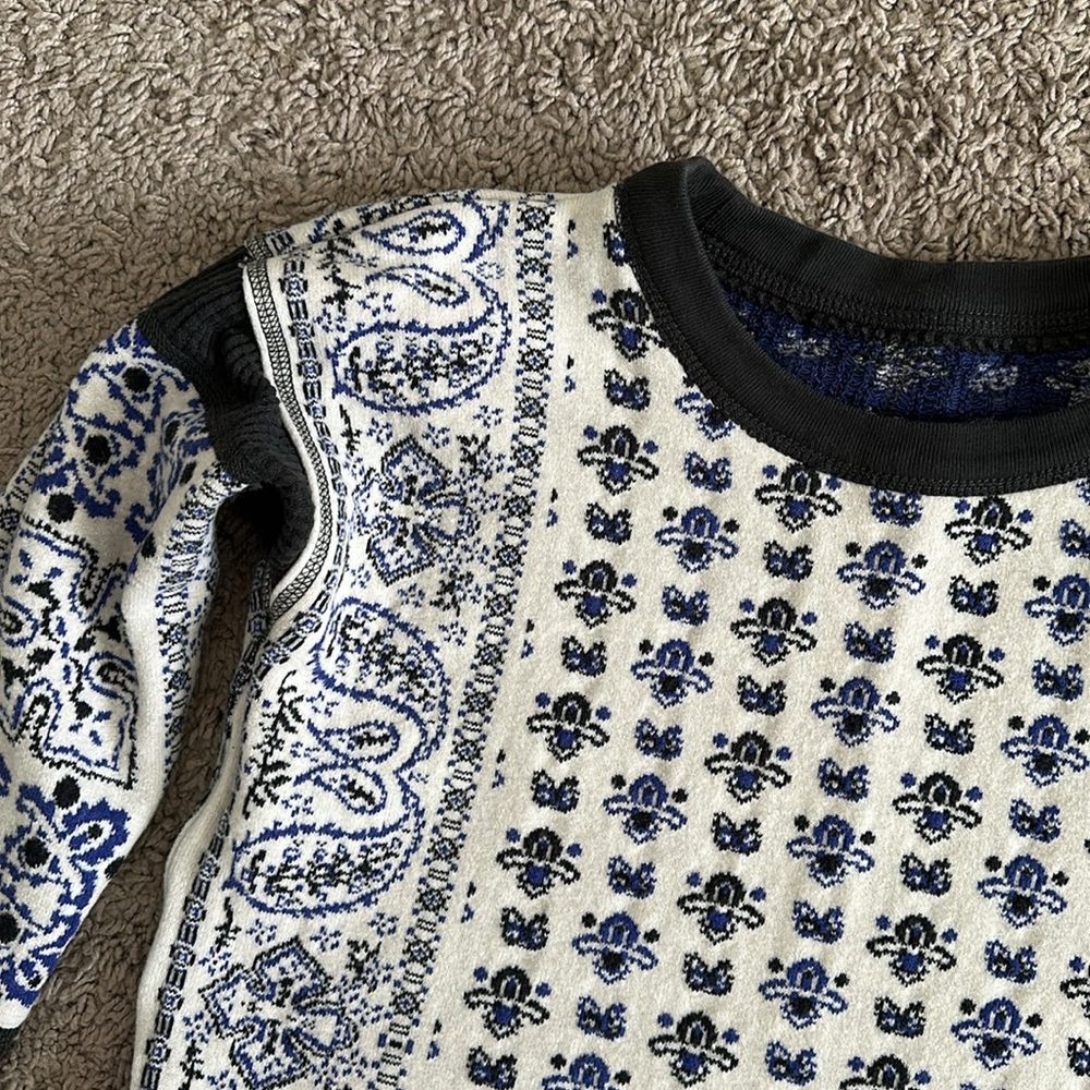 Free People Damen Thermo Pullover Pulli blau Mixed Print - Picture 8 of 13